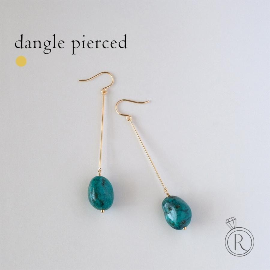 K18 ダングル ピアス レディース フックピアス ターコイズ トルコ石