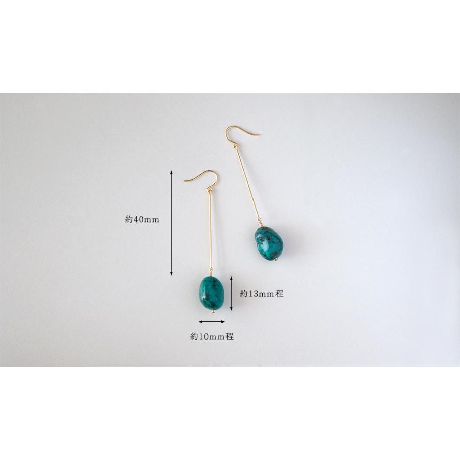 K18 ダングル ピアス レディース フックピアス ターコイズ トルコ石