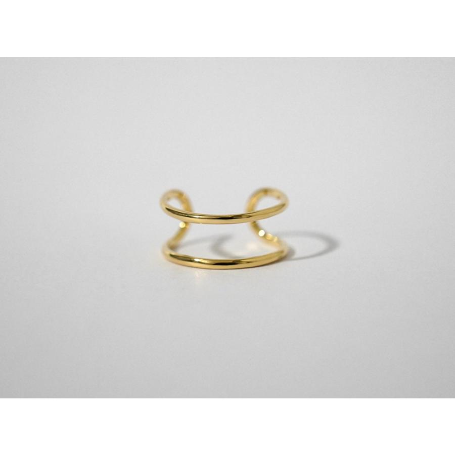 K18 CC リング レディース 地金 指輪 2way 2連 リバーシブル