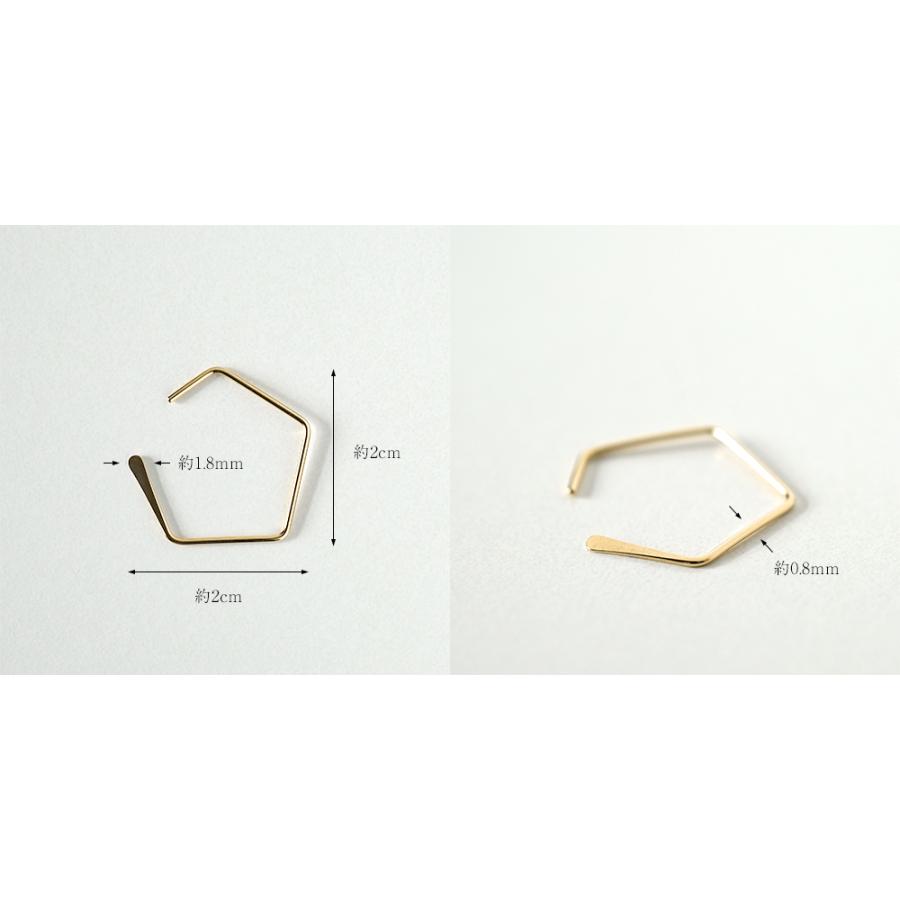 K18 gokaku ピアス レディース 五角形 フックピアス フープピアス 地金 金属アレルギー対応 ゴールド アクセサリー ラパ rpa2229923の画像