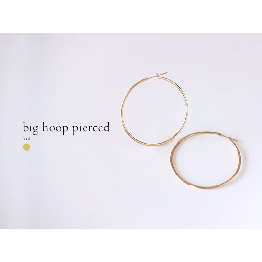 K18 ビッグ フープピアス 50 レディースフープ ピアス 18金 18K