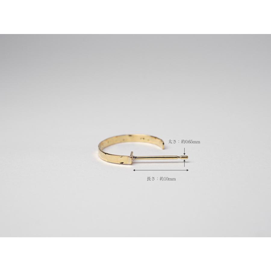 K18 ロック ピアス レディース 女性用 槌目 ハンマーテクスチャー