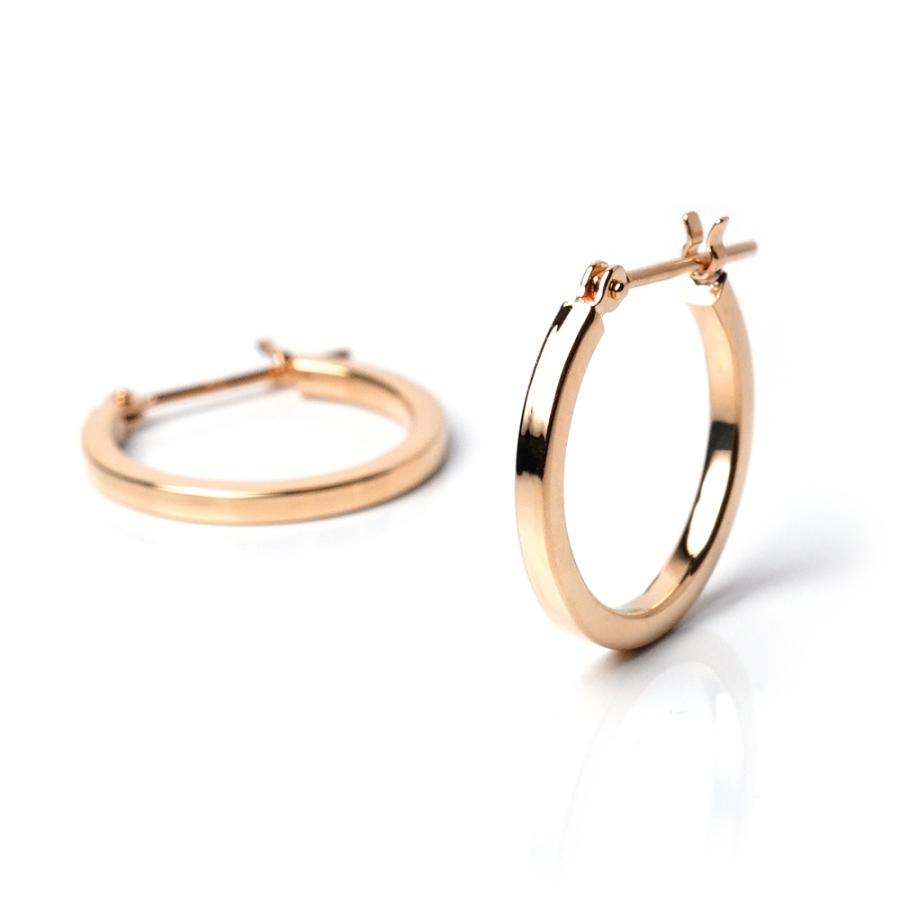 新品 K18 ピンクゴールド フープ18金ピアス 刻印あり 日本製 片耳 K18 イタニタス フープピアス 15mm レディース 女性用 18k 18金 ピンク