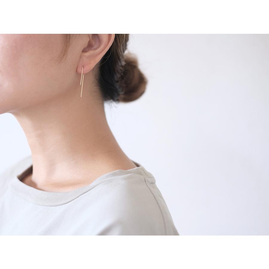 K18 カラビナ ピアス レディース 18金 18K フックピアス 四角 金線