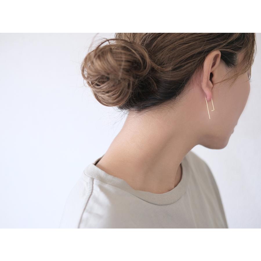 K18 カラビナ ピアス レディース 18金 18K フックピアス 四角 金線