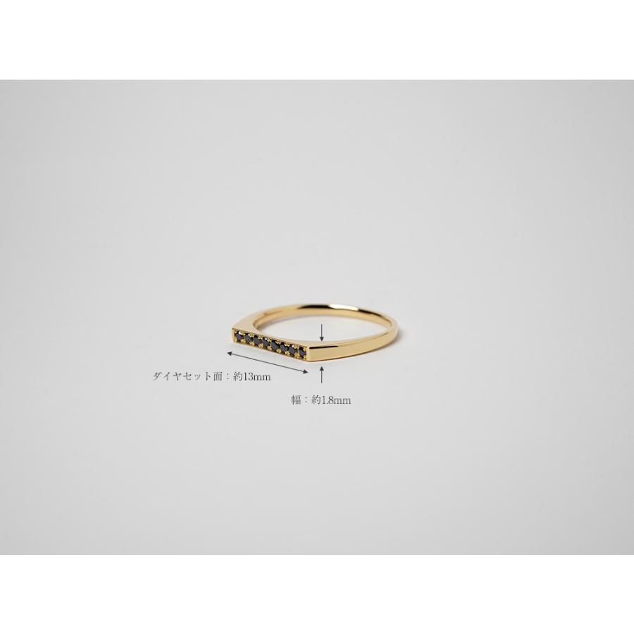 K18 ブラック ダイヤモンド ストレート リング レディース ブラック