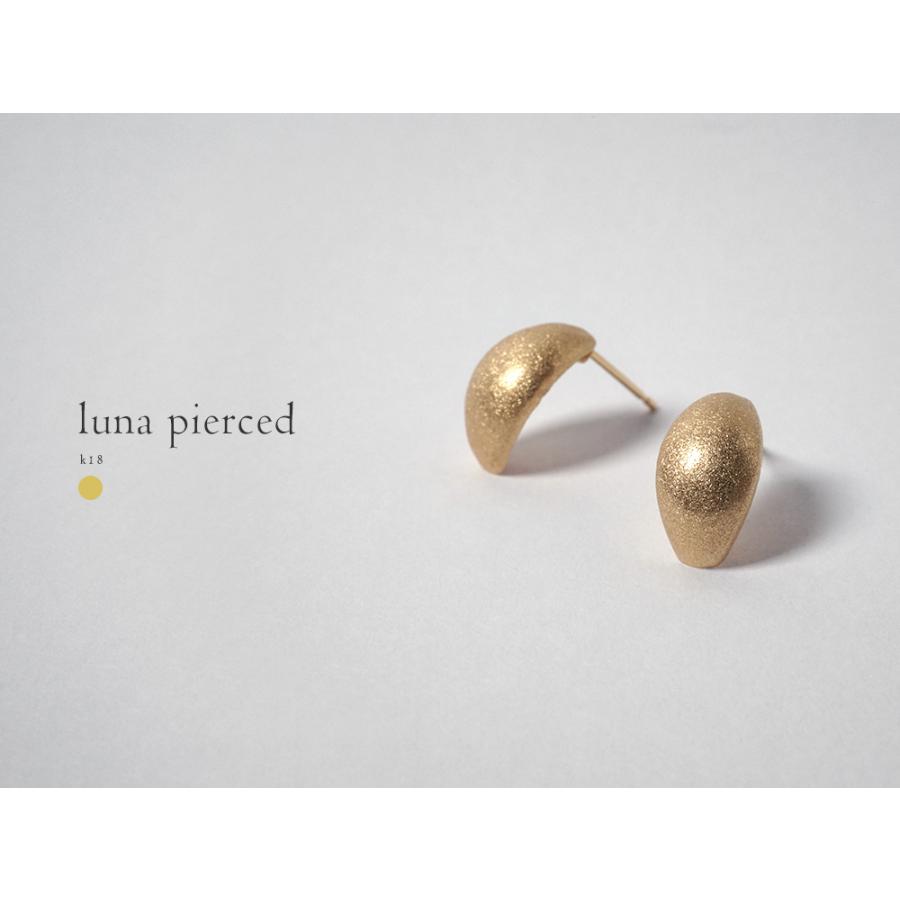 K18 ルナ ピアス レディーススタッドピアス 三日月 ムーン フープ
