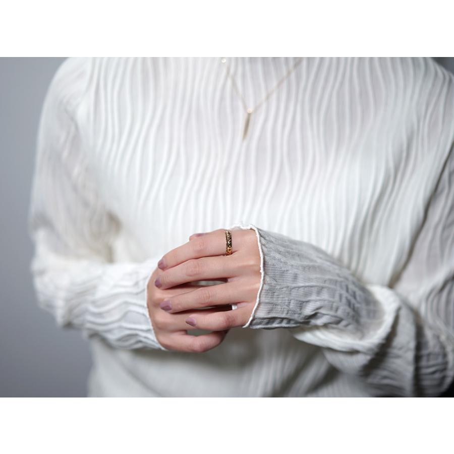 K18 タイニー スタッズ リング レディース カットリング ペアリング 地