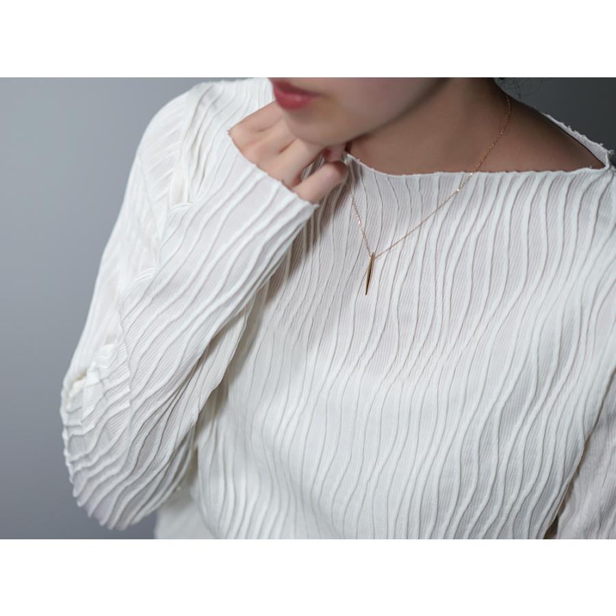 K18 アクス ネックレス レディース メンズ 18k 18金 プラチナ Pt 無垢 芯 線 針 紡錘形 ゴールドネックレス ライトジュエリー シンプル rpaub12821の画像