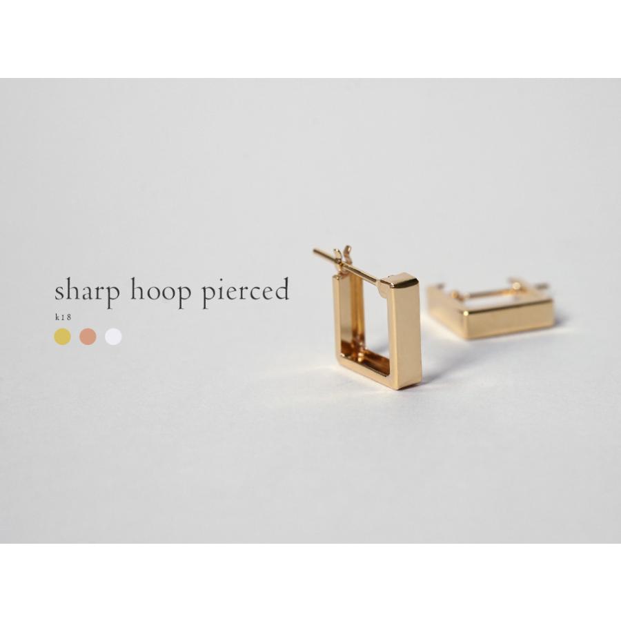 K18 シャープ フープピアス レディース 18k 18金 ゴールド プラチナ 地