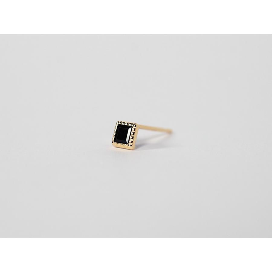 K18 オニキス スクエア ピアス レディース スタッドピアス カラー