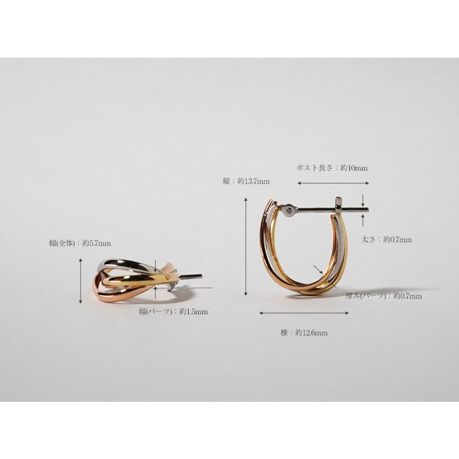 K18/Pt トリニティ フープピアス レディース 18k K18 18金 K18/Pt トリニティ フープピアス レディース 18k K18 18金