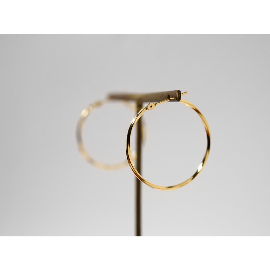 K18 hineri フープ ピアス 25mm レディースピアス ヒネリ フープピアス