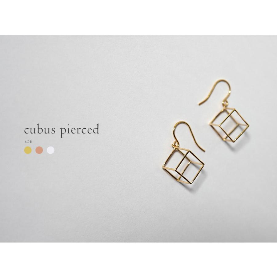 K18 クーブス ピアス レディース スクエア 18K 18金 フックピアス 地金