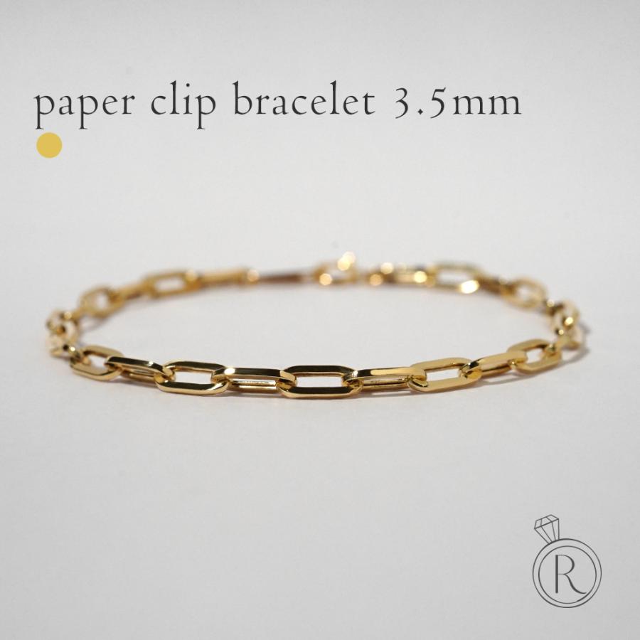 K18 ペーパークリップ ブレスレット 3.5mm チェーンブレスレット K18 ペーパークリップ ブレスレット 3.5mm チェーンブレスレット