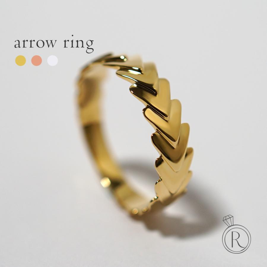 K18 アロー リング レディース 女性用 18K 18金 Pt プラチナ 幅広 矢印