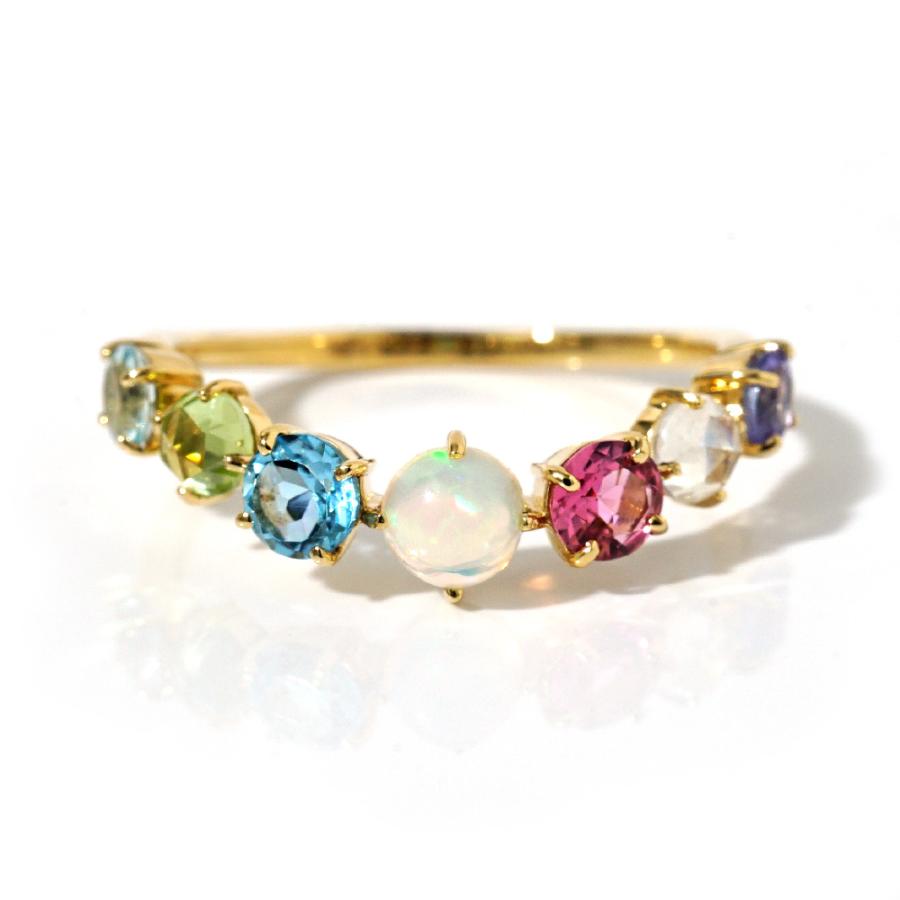 K18 イリス リング レディース アミュレット マルチカラー 18K 18金 Pt ゴールド プラチナ オパール ピンクトルマリン rph36990522の画像