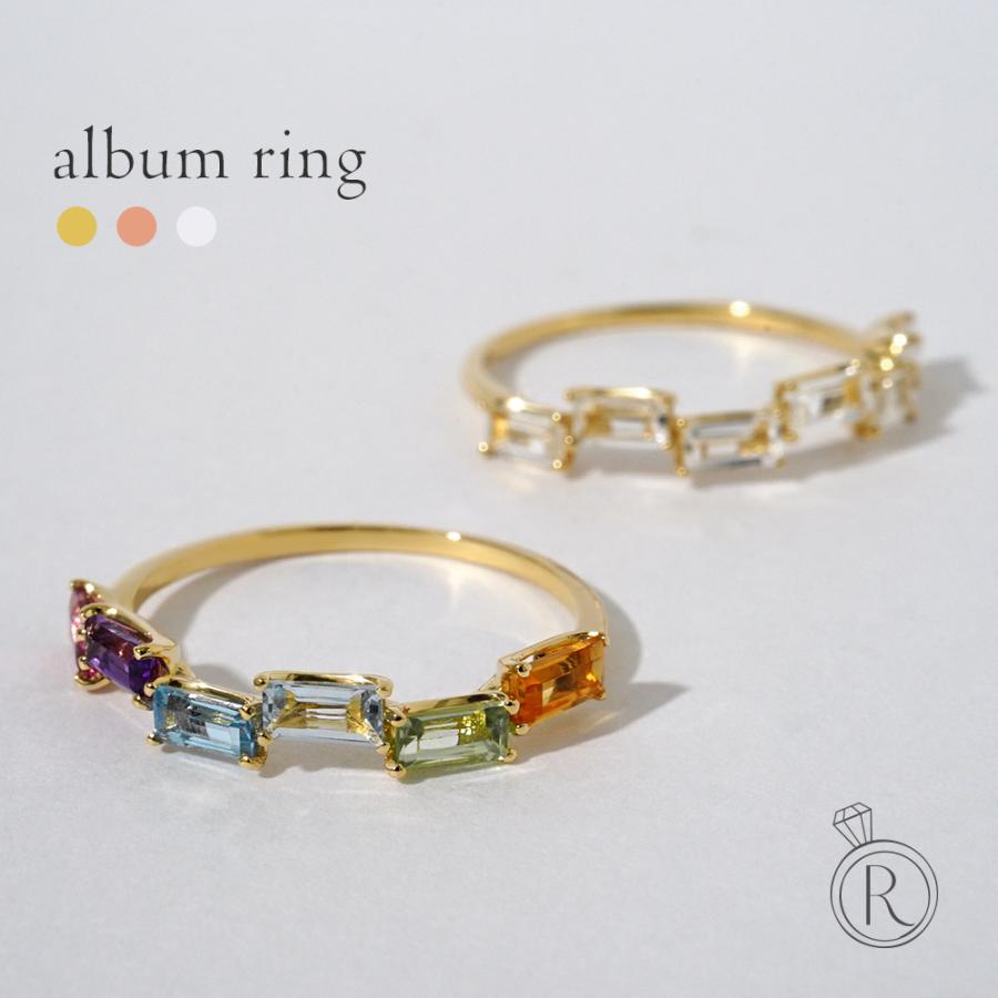 K18 アルブム リング レディース バケットカット マルチカラー 18K 18