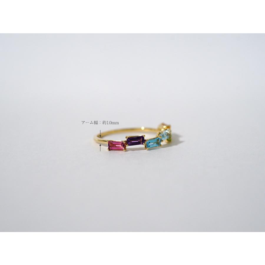 K18 アルブム リング レディース バケットカット マルチカラー 18K 18金 Pt カラーストーン パワーストーン アメジスト rph36992722の画像