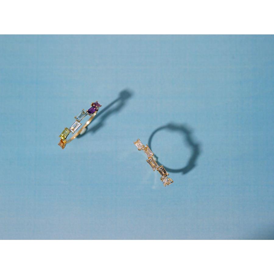 K18 アルブム リング レディース バケットカット マルチカラー 18K 18金 Pt カラーストーン パワーストーン アメジスト rph36992722の画像
