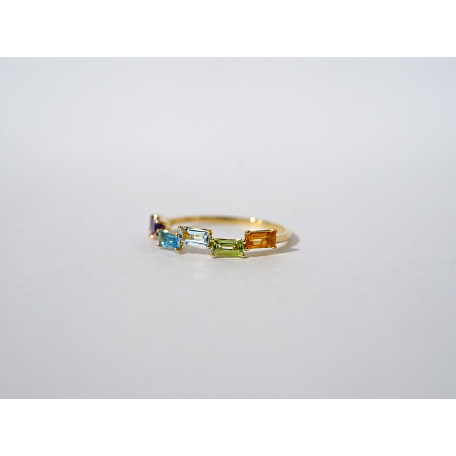 K18 アルブム リング レディース バケットカット マルチカラー 18K 18金 Pt カラーストーン パワーストーン アメジスト rph36992722の画像
