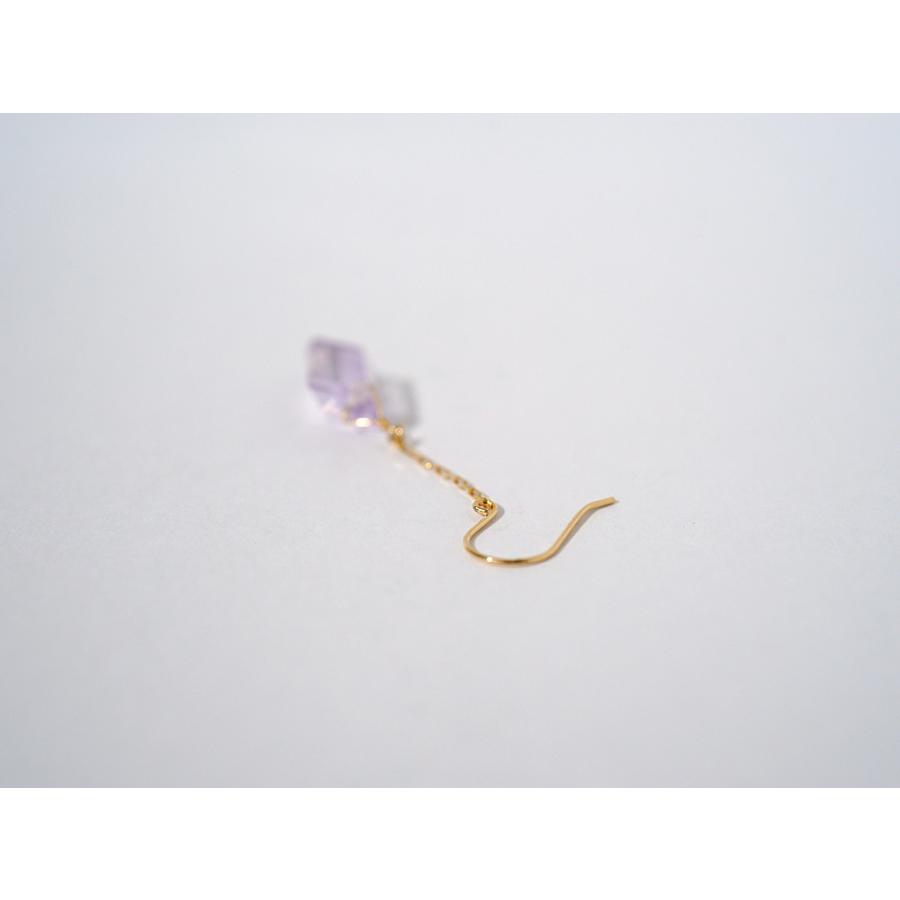 K18 アクア ピアス レディース アメシスト フックピアス ピンク 