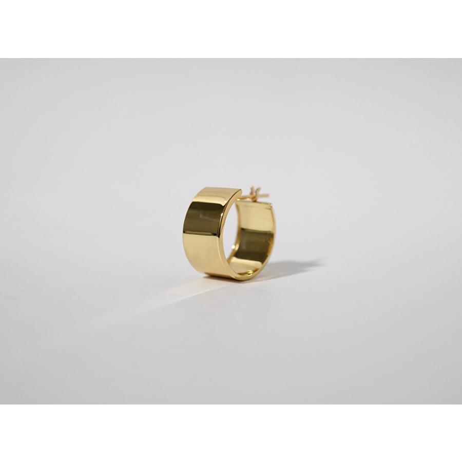 K18 フラッター フープピアス 15mmx8mm レディース 幅広 18K 18金 Pt プラチナ 大きい フラットバンド 平打ちピアス rpakr216123の画像