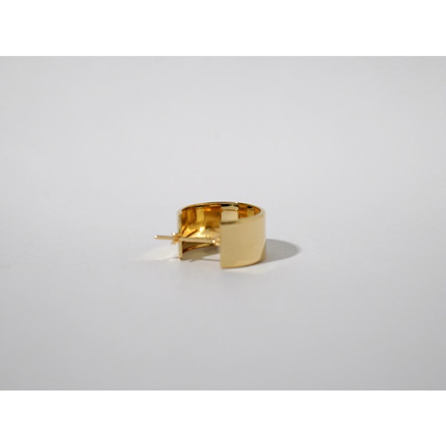 K18 フラッター フープピアス 15mmx8mm レディース 幅広 18K 18金 Pt プラチナ 大きい フラットバンド 平打ちピアス rpakr216123の画像