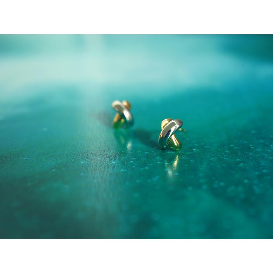 K18/Pt クロッシング コンビ ピアス レディース 女性用 18K 18金