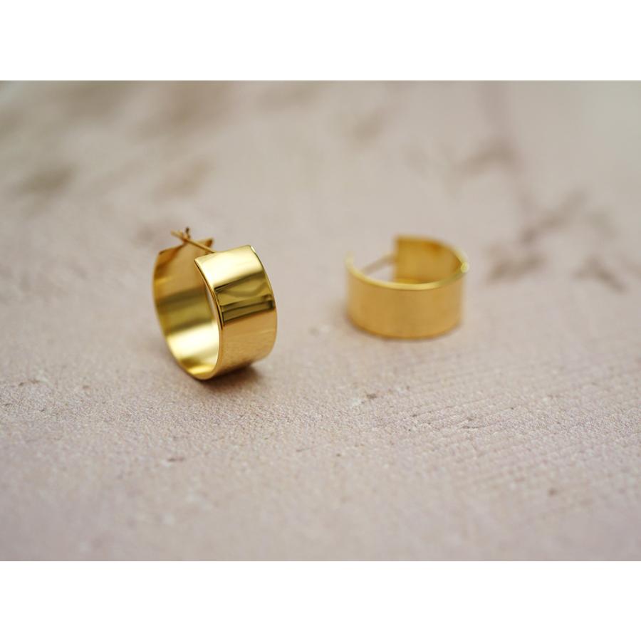 K18 フラッター フープピアス 20mmx10mm レディース 幅広 18K 18金 Pt プラチナ 大きい フラットバンド 平打ちピアス rpakr216823の画像
