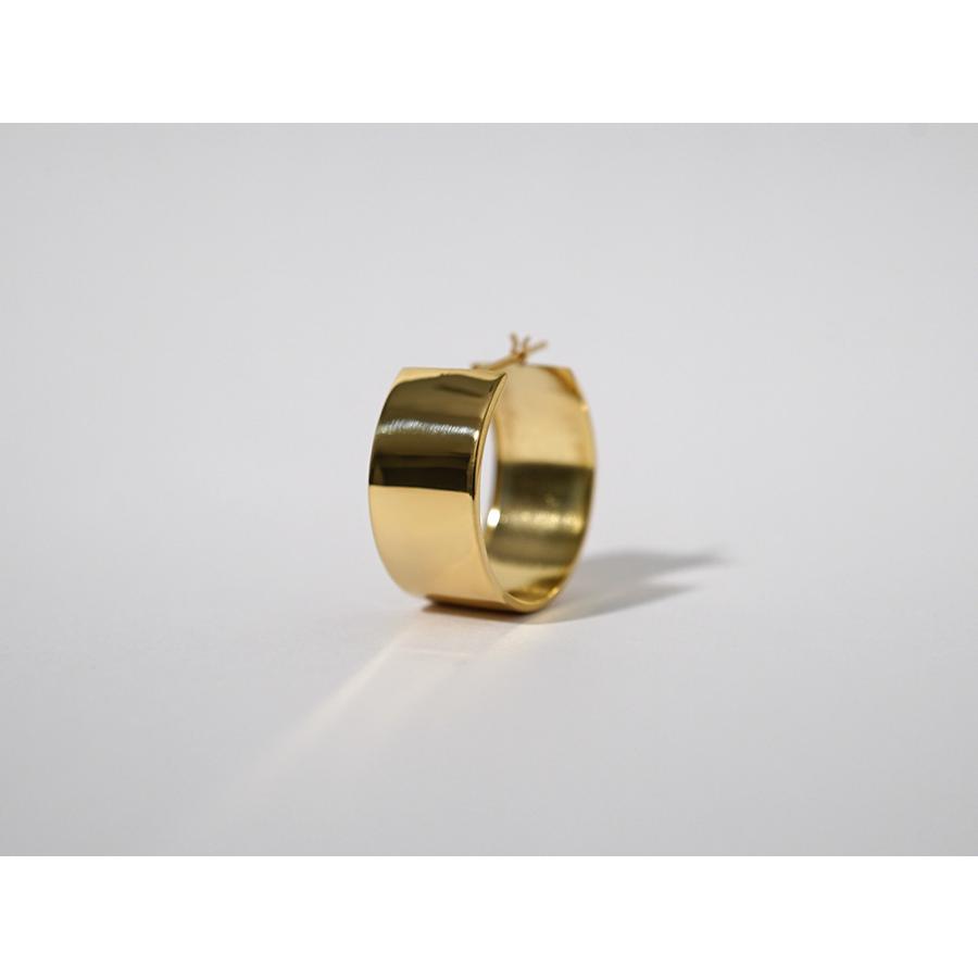 K18 フラッター フープピアス 20mmx10mm レディース 幅広 18K 18金 Pt プラチナ 大きい フラットバンド 平打ちピアス rpakr216823の画像