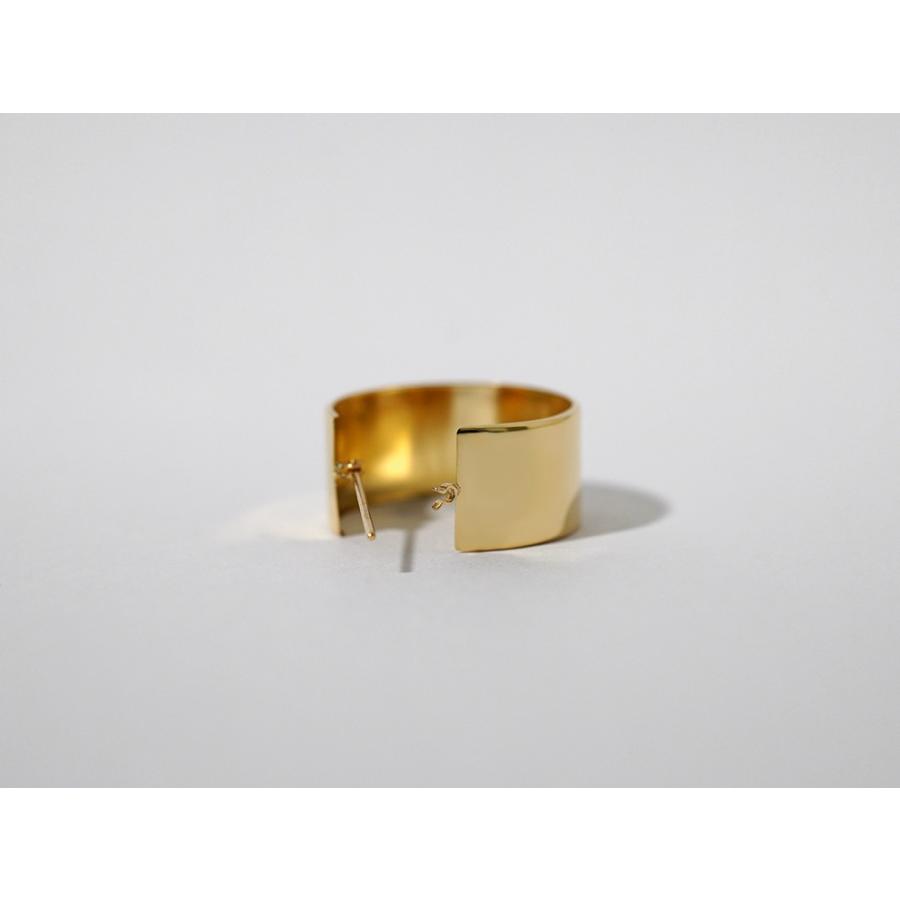 K18 フラッター フープピアス 20mmx10mm レディース 幅広 18K 18金 Pt プラチナ 大きい フラットバンド 平打ちピアス rpakr216823の画像