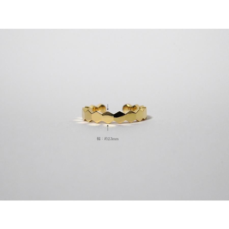 【片耳販売】 K18 ハニカム イヤーカフ レディース 女性用 18K 18金 Pt プラチナ ゴールド 地金 フープピアス イヤカフ rph43711423の画像