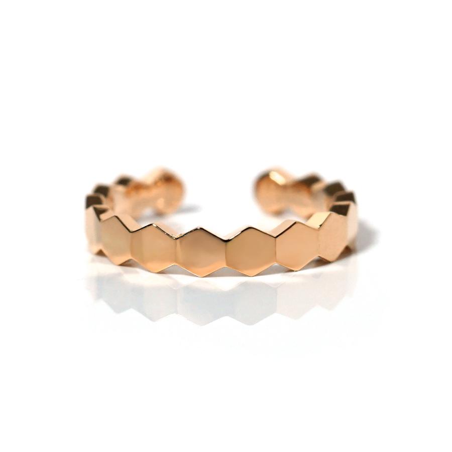 【片耳販売】 K18 ハニカム イヤーカフ レディース 女性用 18K 18金 Pt プラチナ ゴールド 地金 フープピアス イヤカフ rph43711423の画像