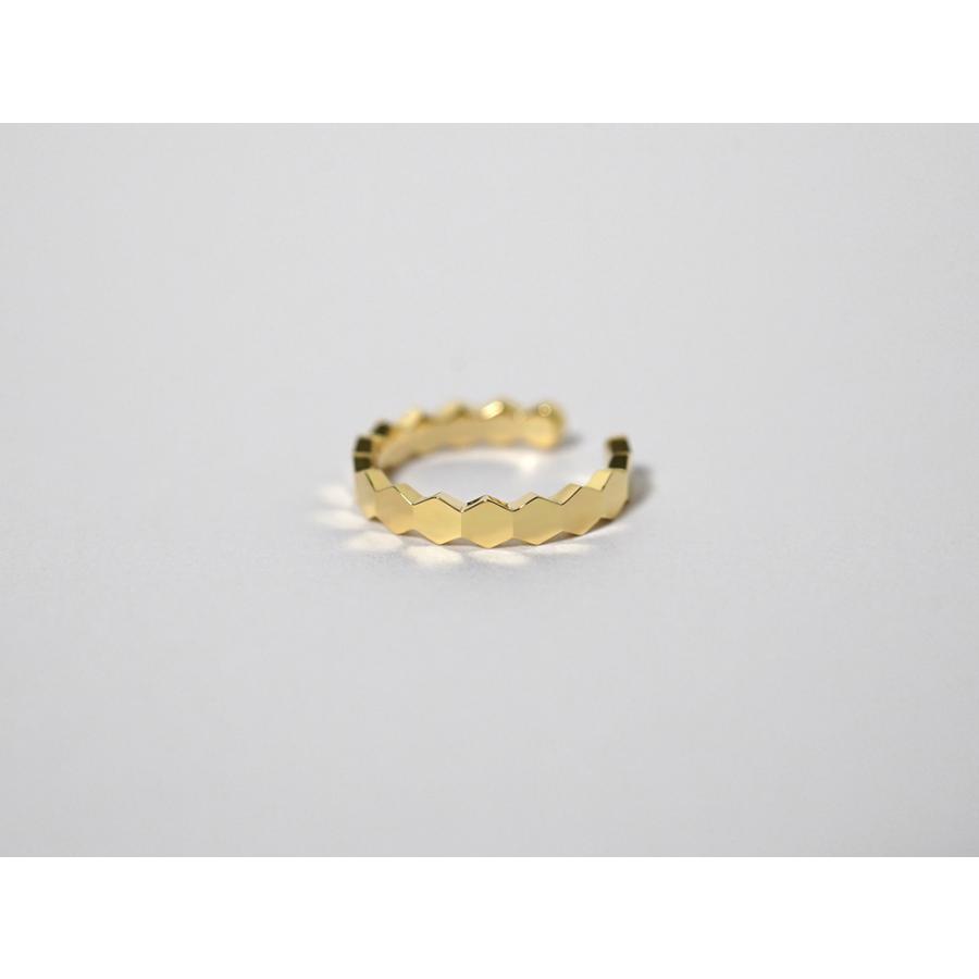 【片耳販売】 K18 ハニカム イヤーカフ レディース 女性用 18K 18金 Pt プラチナ ゴールド 地金 フープピアス イヤカフ rph43711423の画像