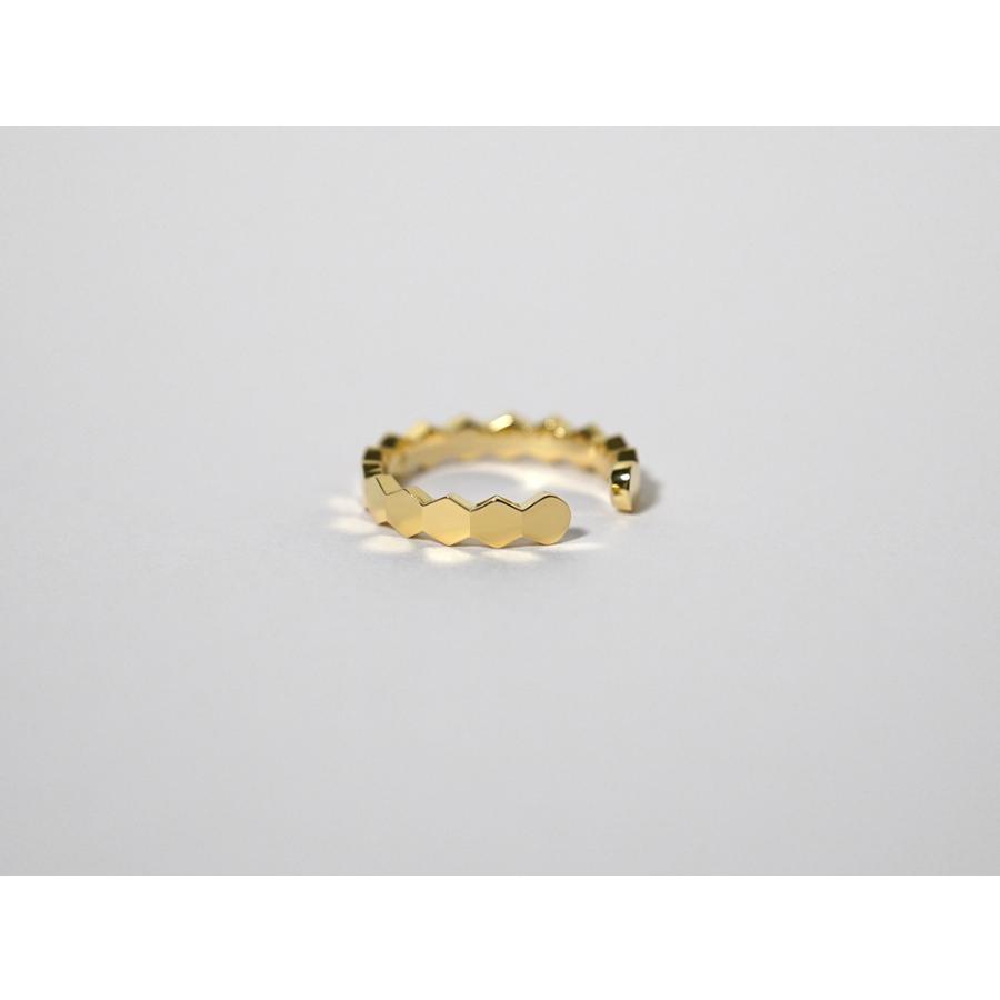 【片耳販売】 K18 ハニカム イヤーカフ レディース 女性用 18K 18金 Pt プラチナ ゴールド 地金 フープピアス イヤカフ rph43711423の画像