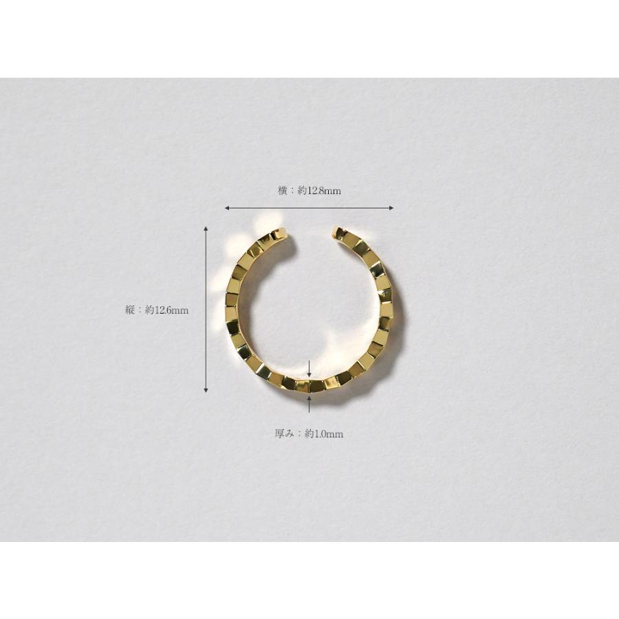 【片耳販売】 K18 ハニカム イヤーカフ レディース 女性用 18K 18金 Pt プラチナ ゴールド 地金 フープピアス イヤカフ rph43711423の画像
