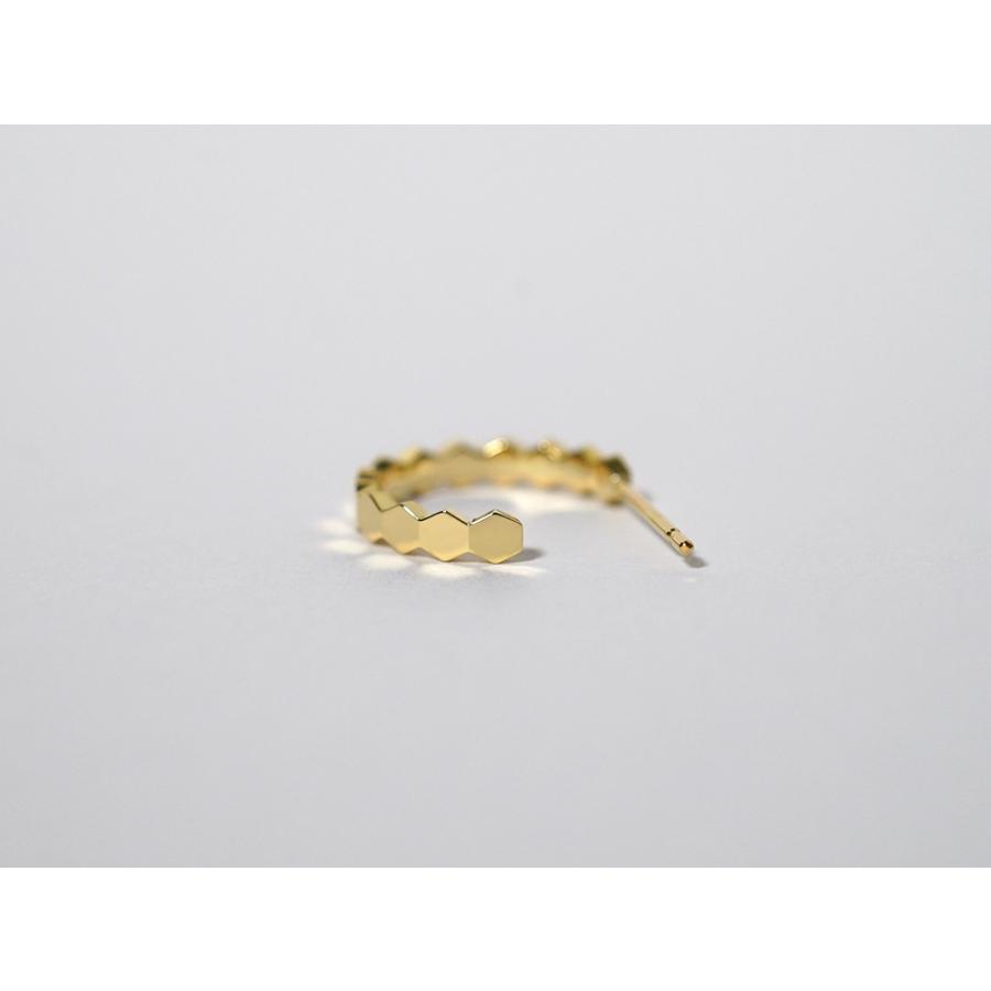 K18 ハニカム ピアス レディース 女性用 18K 18金 Pt プラチナ ゴールド 地金 フープピアス ハニー ビー ハチの巣 蜂の巣 rph43711323の画像