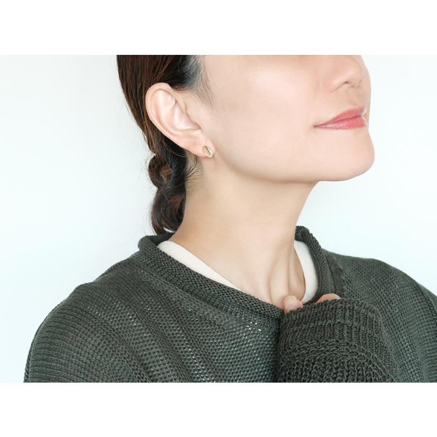 K18 グッタ ピアス レディース 女性用 18K 18金 鏡面 オーバル 楕円 丸