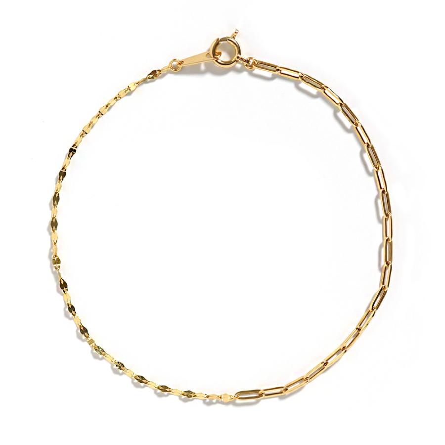 K18 クリップレア ブレスレット レディース 女性用 18K 18金 地金 コンビデザイン ペーパークリップチェーン rpu200124の画像