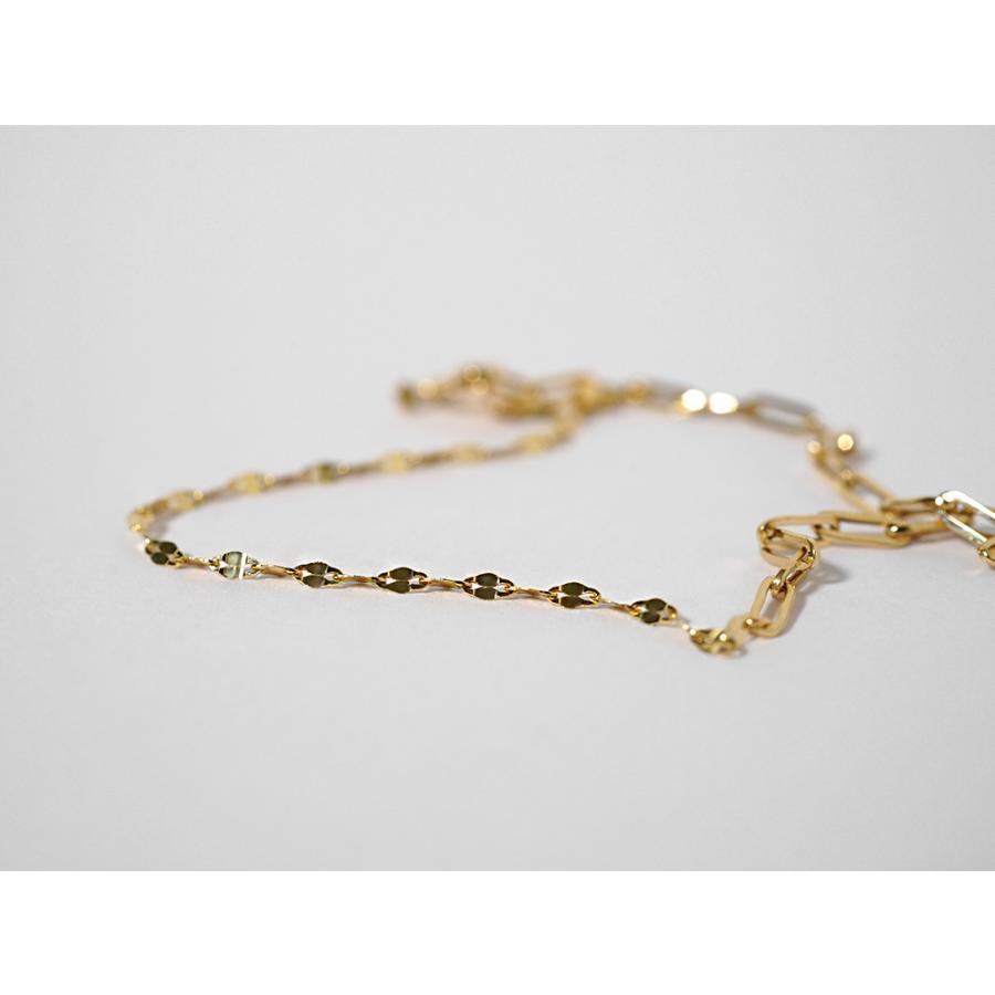K18 クリップレア ブレスレット レディース 女性用 18K 18金 地金 コンビデザイン ペーパークリップチェーン rpu200124の画像