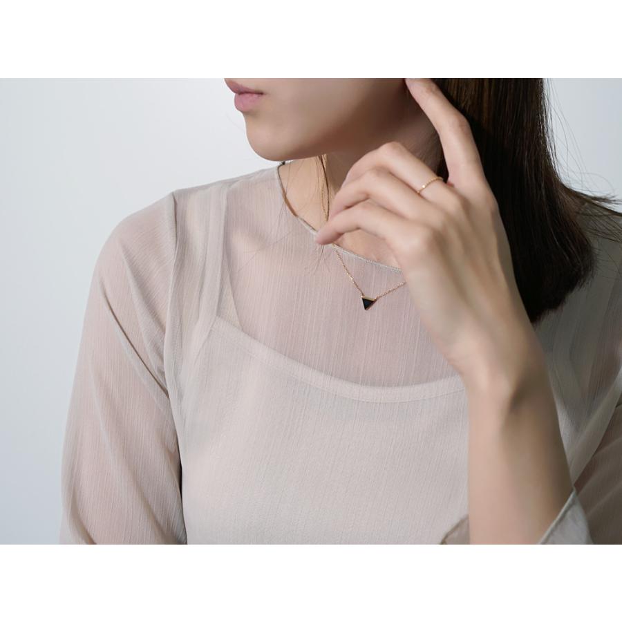 K18 ブラインド ネックレス レディース ブラックオニキスネックレス 白蝶貝 三角形 トライアングル 18K 18金 Pt プラチナ rph63524521の画像