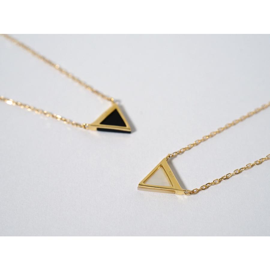 K18 ブラインド ネックレス レディース ブラックオニキスネックレス 白蝶貝 三角形 トライアングル 18K 18金 Pt プラチナ rph63524521の画像