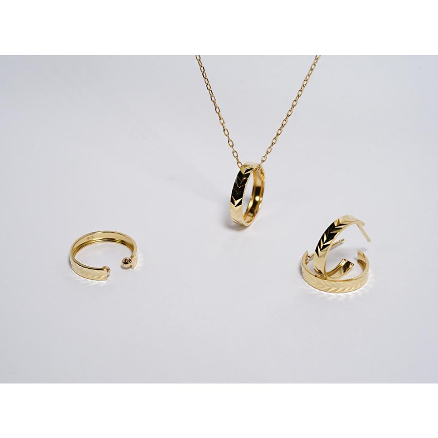 K18 麦穂 フープピアス レディース 女性用 麦の穂 稲穂 18k 18金 ゴールド Pt プラチナ ヘリンボーン 地金ピアス rpaub6423の画像