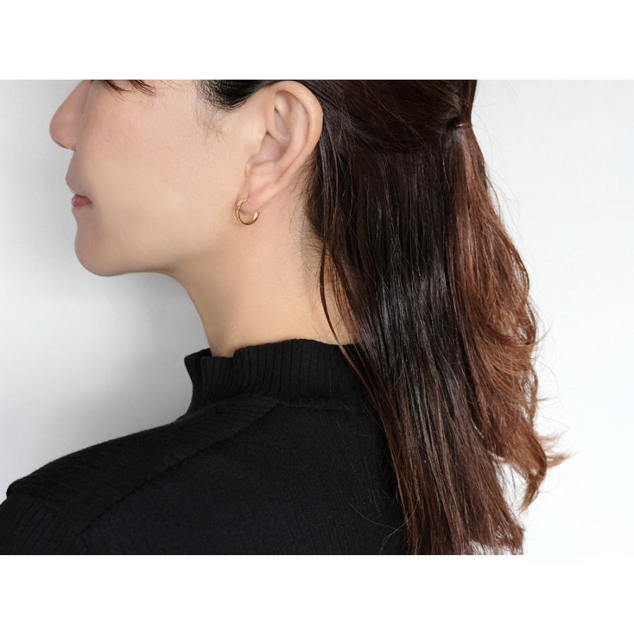 K18 麦穂 フープピアス レディース 女性用 麦の穂 稲穂 18k 18金 ゴールド Pt プラチナ ヘリンボーン 地金ピアス rpaub6423の画像