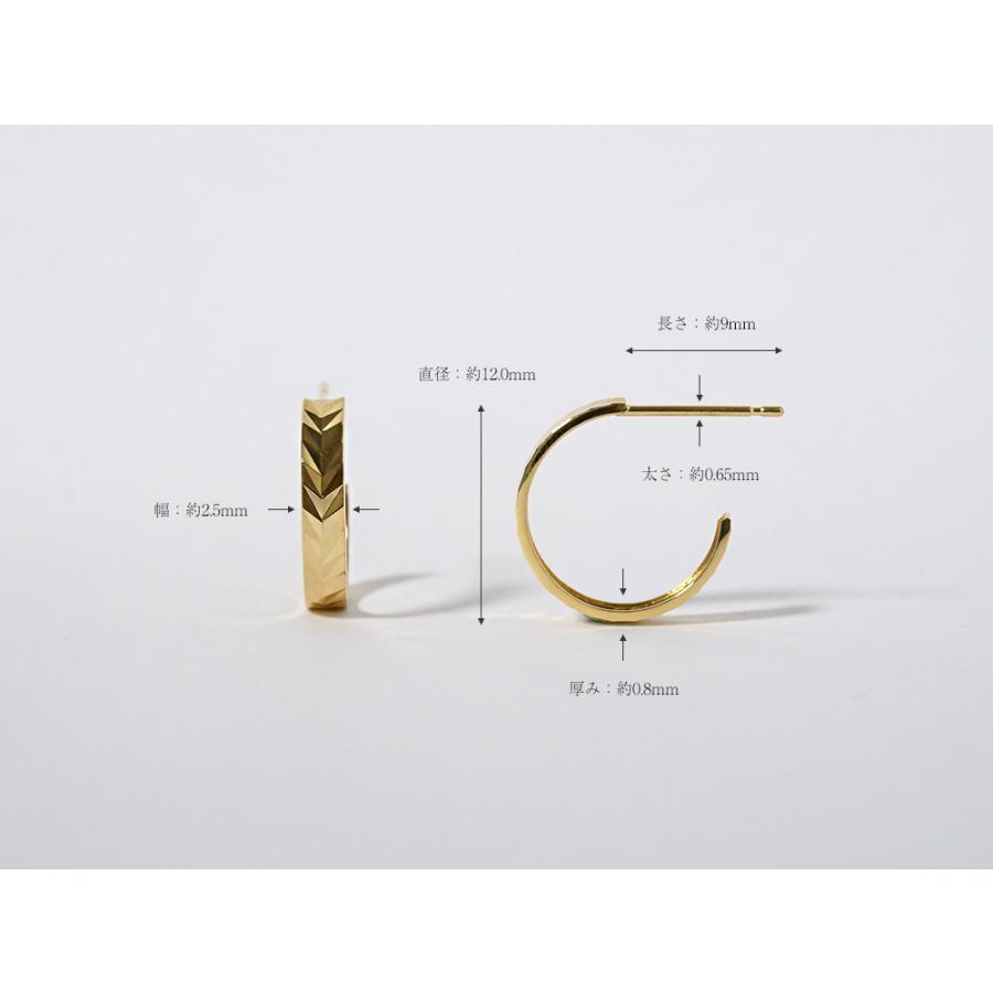 K18 麦穂 フープピアス レディース 女性用 麦の穂 稲穂 18k 18金 ゴールド Pt プラチナ ヘリンボーン 地金ピアス rpaub6423の画像