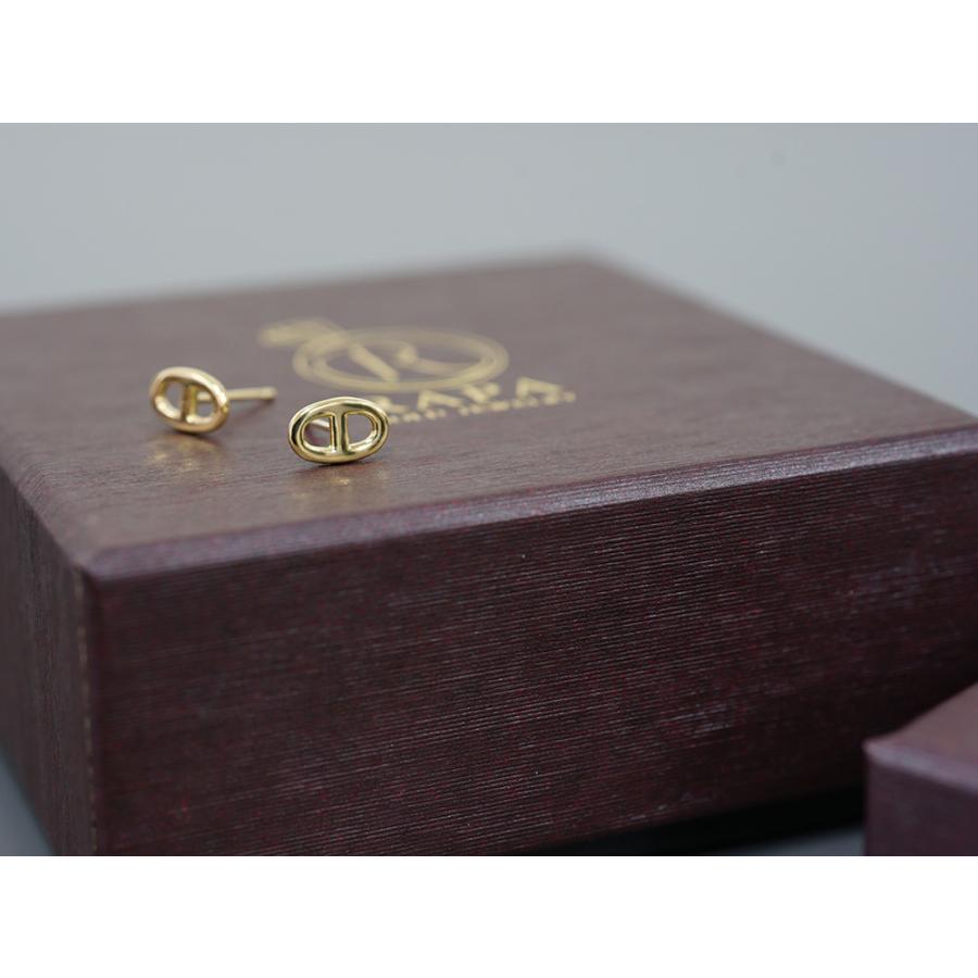 K18 シータ スタッドピアス レディース 女性用 18K 18金 ゴールド Pt プラチナ 錨 碇 鎖 アンカーモチーフピアス rpacp386323の画像