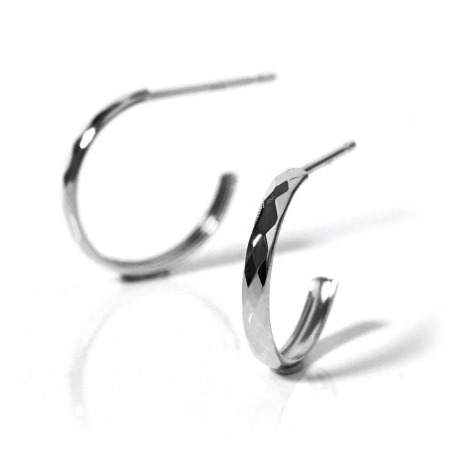 K18 ダイヤカット フープピアス 11mm レディース 18k 18金 Pt プラチナ