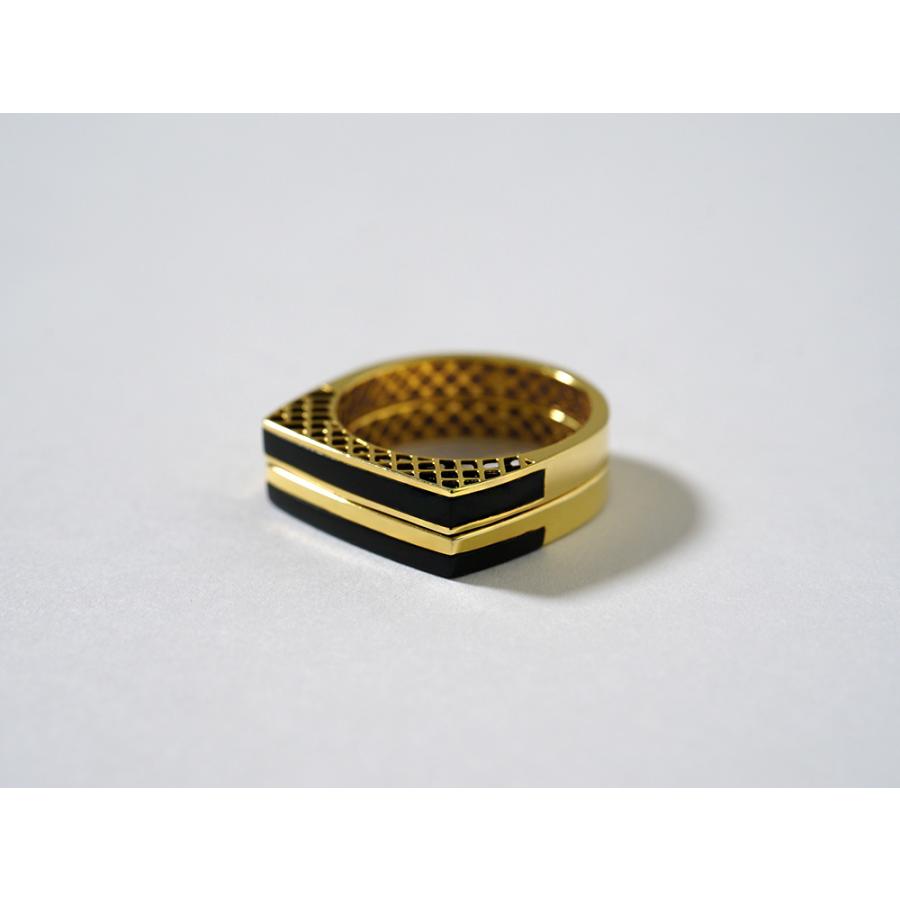 K18 ハーフ オニキス ストレート リング レディース ブラックオニキスリング 18k 18金 ゴールド プラチナ スタックリング rpj2354t22の画像