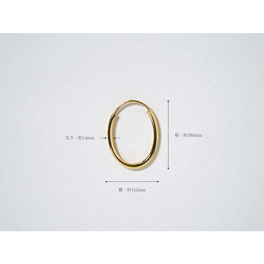 K18 オーバル イージーフープピアス 15mm レディース 18金 18K ゴールドジュエリー サークル パイプピアス シンプル rpj1479a23の画像